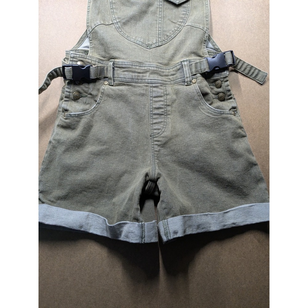 The Mumsie The Sage Denim Overalls Shorts Olive Green Babywearing Shortalls S - Picture 3 of 9
